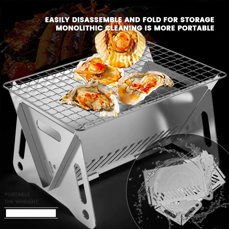 45% OFF Mini Outdoor Griller Portable Stainless Grill Pits Foldable BBQ Grill For Home Camping Barbeque
