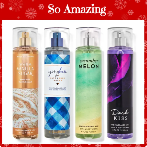 62% OFF BBW Bath & Body Works Fine Fragrance Pabango 236ml Body Mist Gingham NEW Warm Vanilla Roses Dark Kiss Cucumber Melon