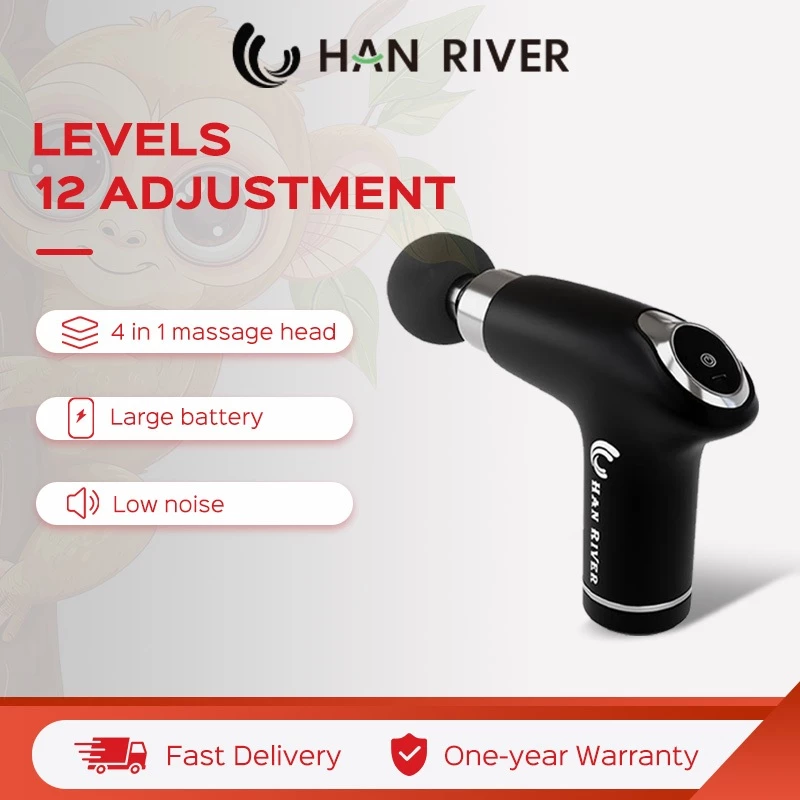 78% OFF HAN RIVER Massage Gun 12 Adjustable Speed & 4 Heads Massager LED/KEY