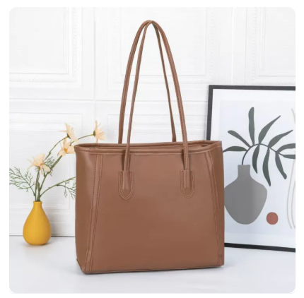34% OFF SPSBAGS#8210 Fashionable large Pu- leather tote bag for Women features solid color with a zipper closure, dual handles for shoulder carry, and a spacious interior for items like tablets, and magazines.