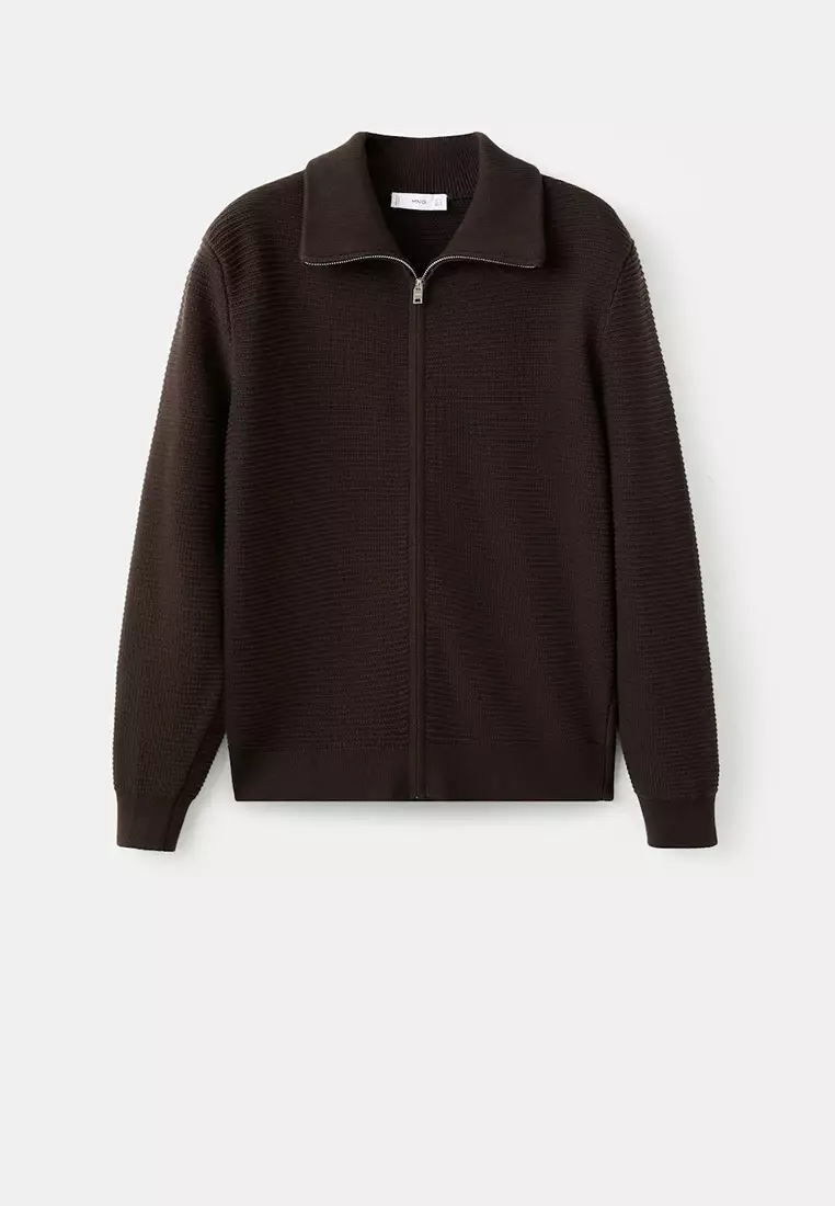 47% OFF Structured Knitted Cardigan with Zip
