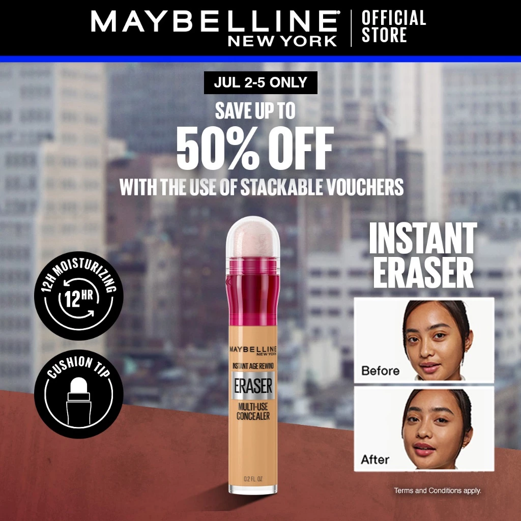 17% OFF Maybelline Instant Eraser 12HR Multi-use 2-in-1 Cushion Concealer & Treatment, Full Coverage