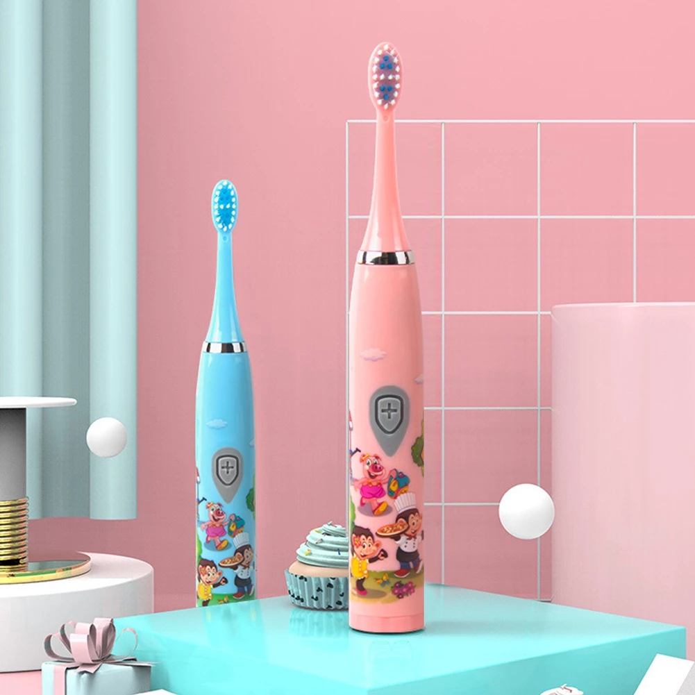 48% OFF Children Sonic Electric Toothbrush Cartoon Kids With Replace The Toothbrush Head Toothbrush Holder