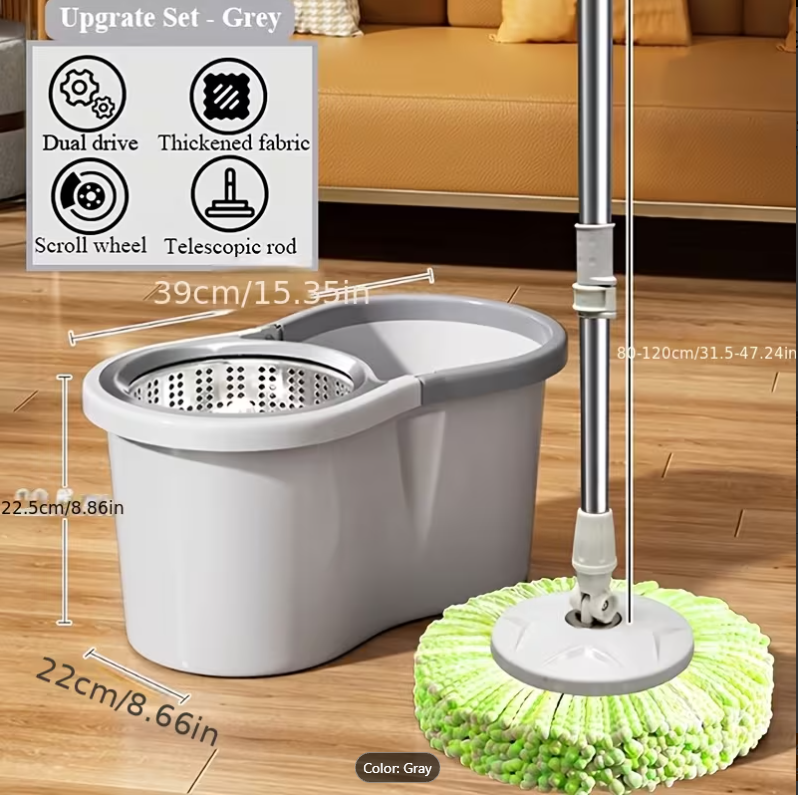 43% OFF PMOP Original Spin Mop with Bucket 360° Tornado Dual-drive Mop Household Floor Cleaning Wet And Dry Complete Set