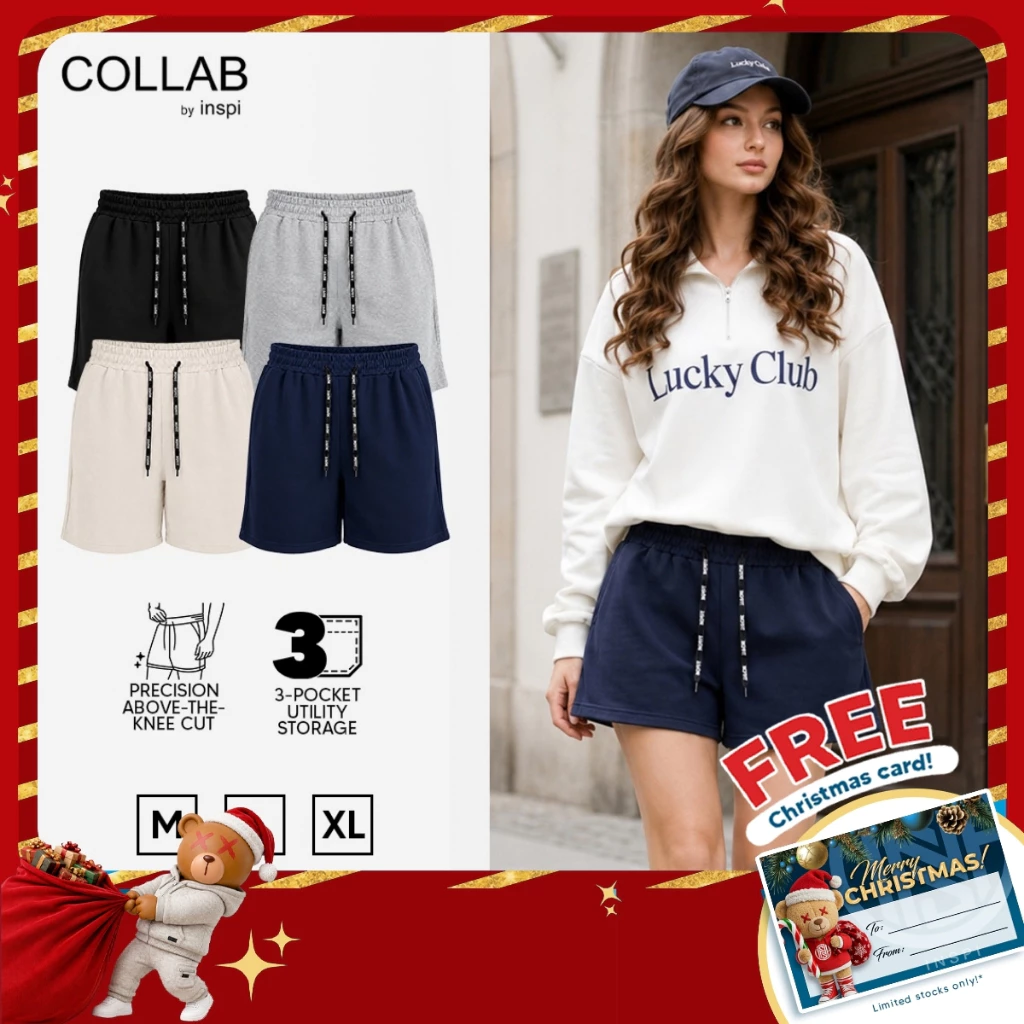 58% OFF COLLAB by Inspi Jogger Sweat Shorts for Women & Men Garterized Above the Knee Gym Short Drawstring