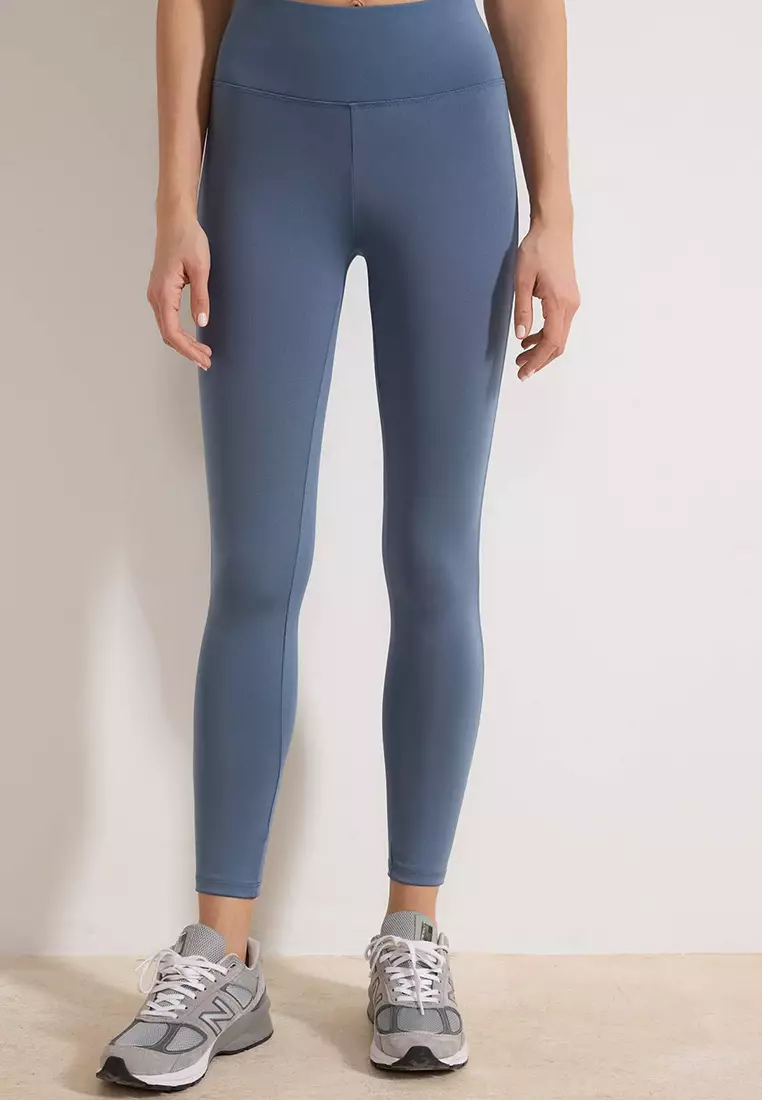 40% OFF Trendyol Dull Blue Wide Waist Elastic Extra Shaping / Sculpting Full Length Knitted Sports Leggings Twoaw21Ta29
