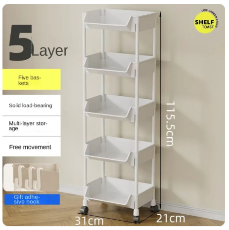 52% OFF Trolley Bookshelf Kitchen Storage Rack Kitchen Corner Narrow Slit Storage Cabinet Home Organizer