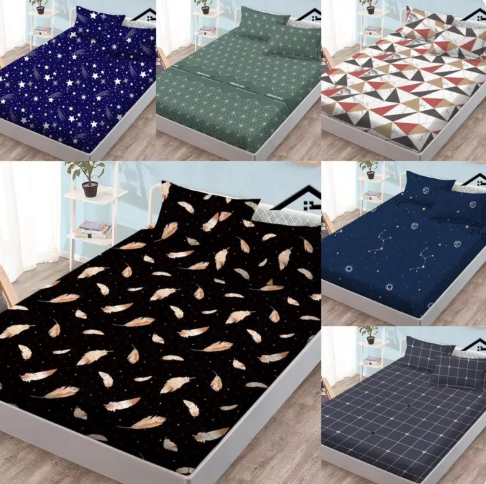 58% OFF 3in1 Garterized Bedsheets Semi Cotton 2pcs pillow case+1fitted sheet
