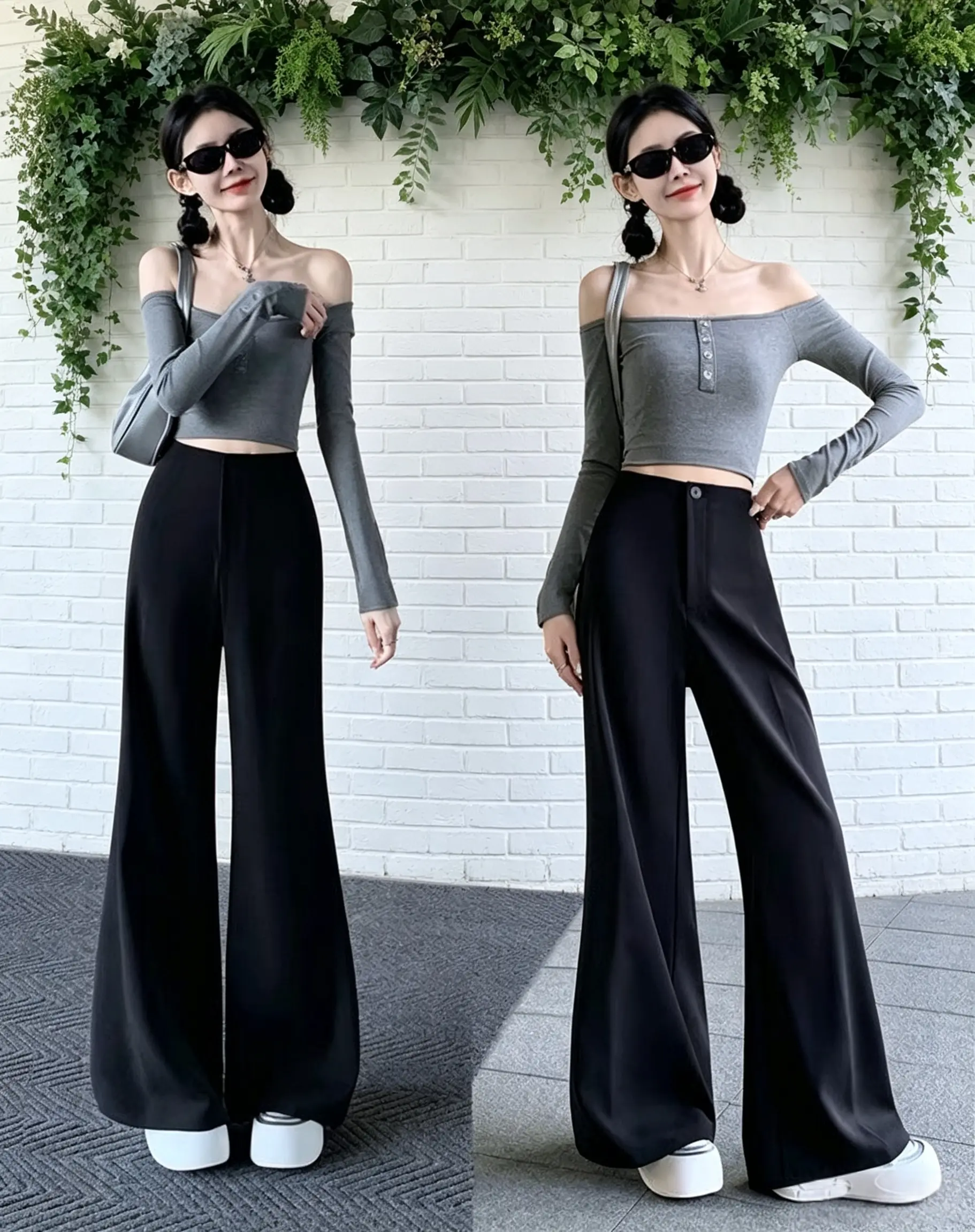 76% OFF New Korean Trousers Straigh，new spring and summer style, high-waisted, slimming, loose, casual, versatile, with a drapey look.  Minimalist