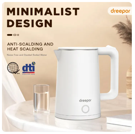 58% OFF Dreepor Household Electric Kettle Stainless Steel Electric Kettle 2.0L Double Layer Anti-scalding Automatic Heat1500W Steam Sensor Switch Boil and Stop Anti-dry Protection