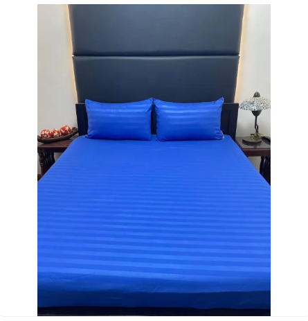 49% OFF Plain Stripes Bed Sheet Full Garter Canadian Cotton - Plain Bed Sheet Hotel Bedsheet 3 in 1 Set on Sale