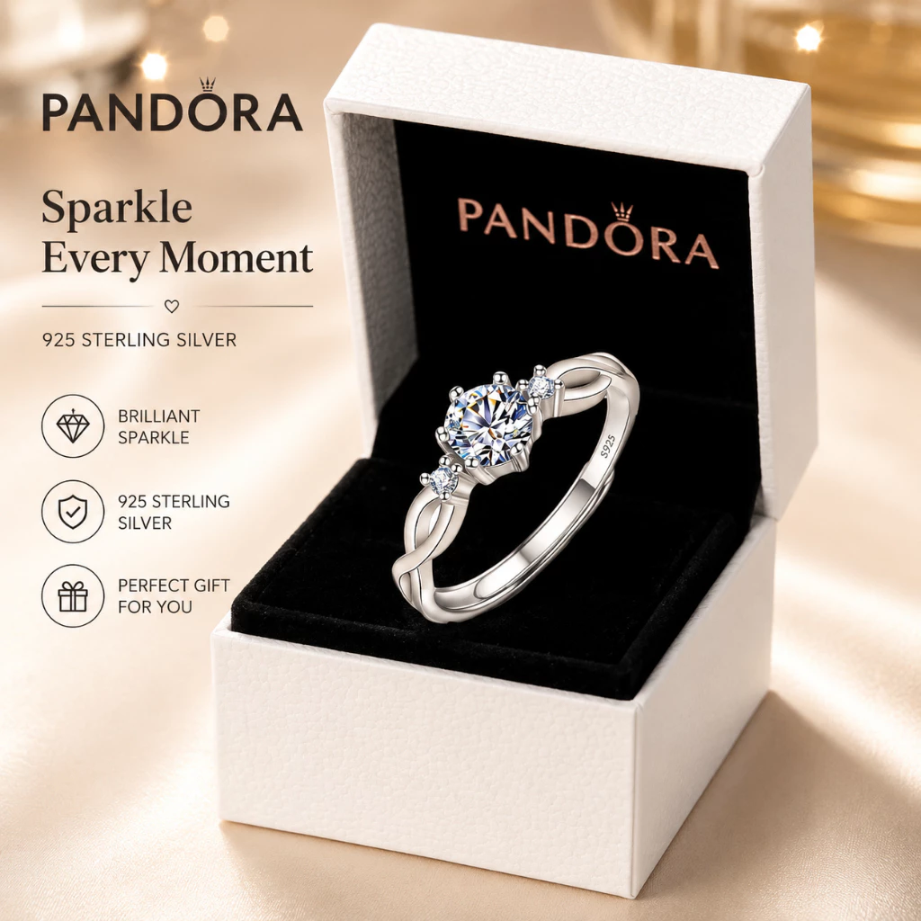 64% OFF Pandora With Promise Box Adjustable Promise Ring Cubic Zirconia Diamond Romantic Wedding Engagement Woman 925 Silver