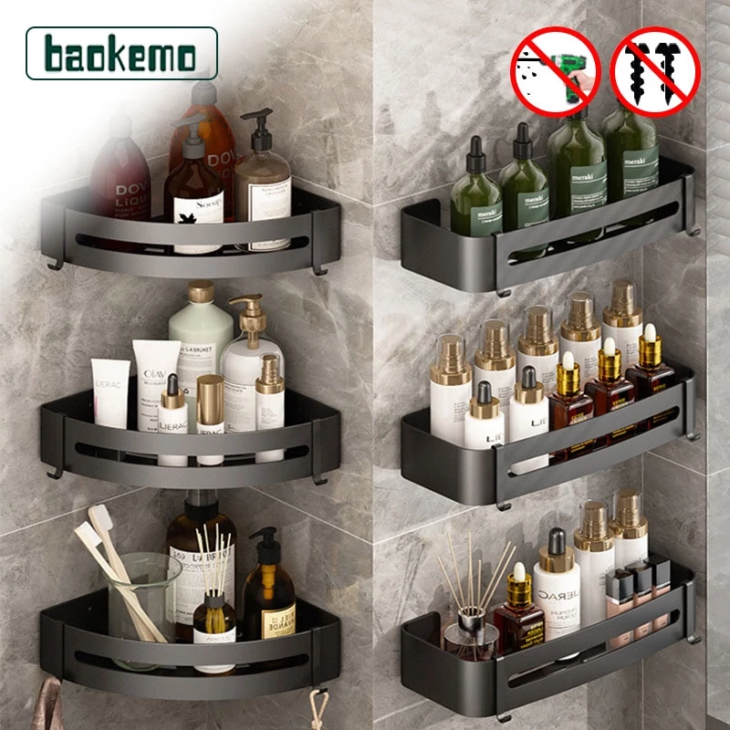 64% OFF Baokemo Bathroom Storage Rack Zwj4 Wall Mounted Free Punch