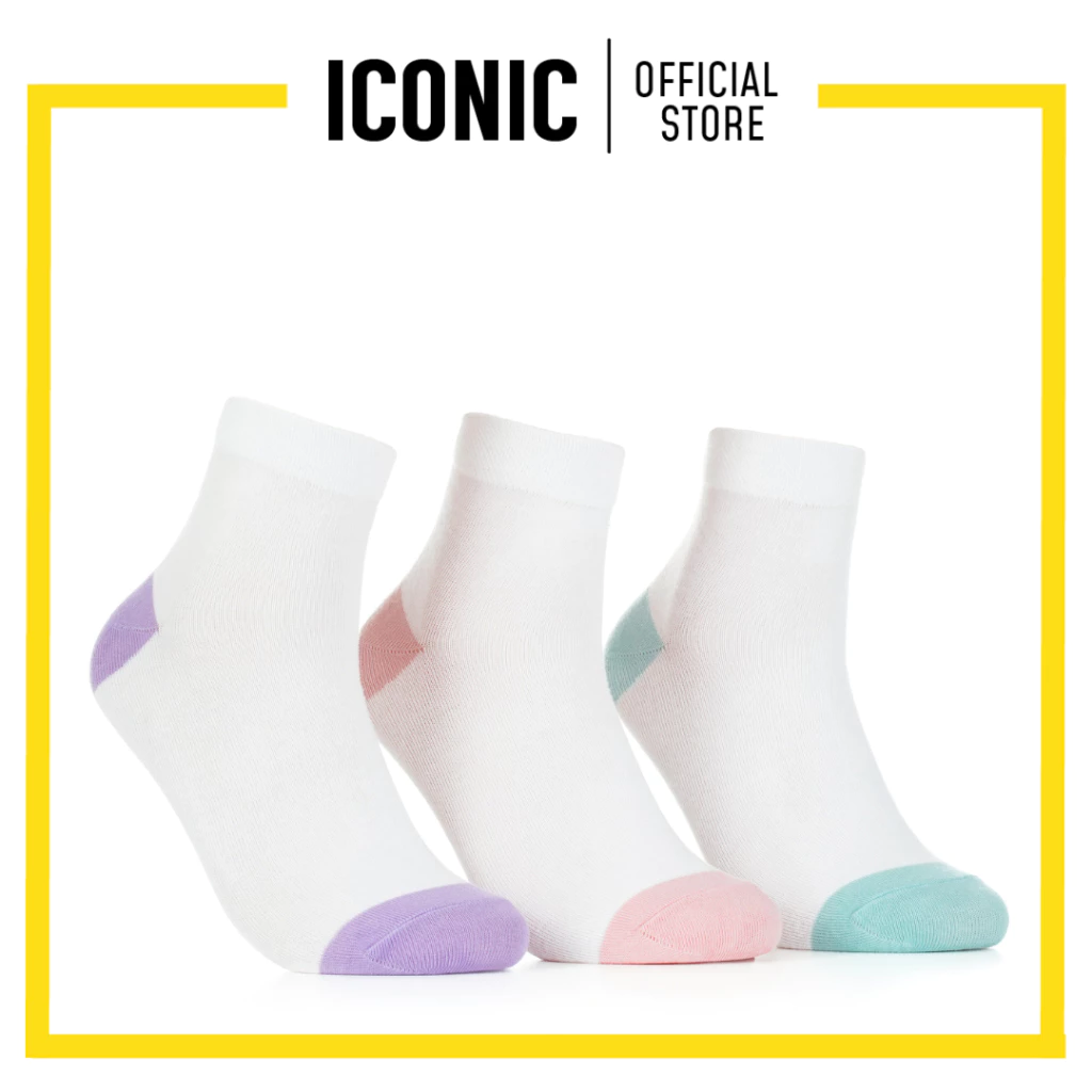 5% OFF Iconic Socks Basic WOMENS 3 in 1 White Mid Length Lifestyle School Socks