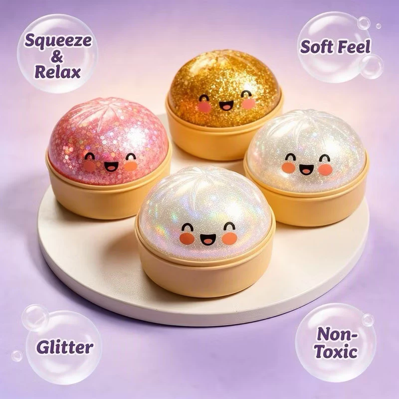 44% OFF 10cm! big siopao Toy Rainbow Glitter Slime Squishy Giant Fidget Stress Relief Toy shiny squishy