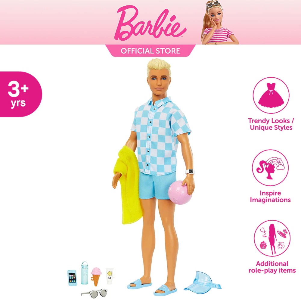 20% OFF Barbie Fab Barbie The Movie Ken Doll with Beach Themed Accessories Playset Children Toys