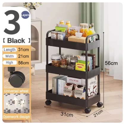 71% OFF COD🔥3/4/5Layers Bathroom Trolley Cart Organizer Kitchen Shelf Rack Shelf Storage Rack With Wheel#XTC#XTC05