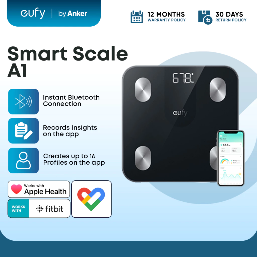 68% OFF [TOP PICK] eufy by Anker A1 Bluetooth Smart Scale Digital Health Monitor Scale Smart Fat BMI Body
