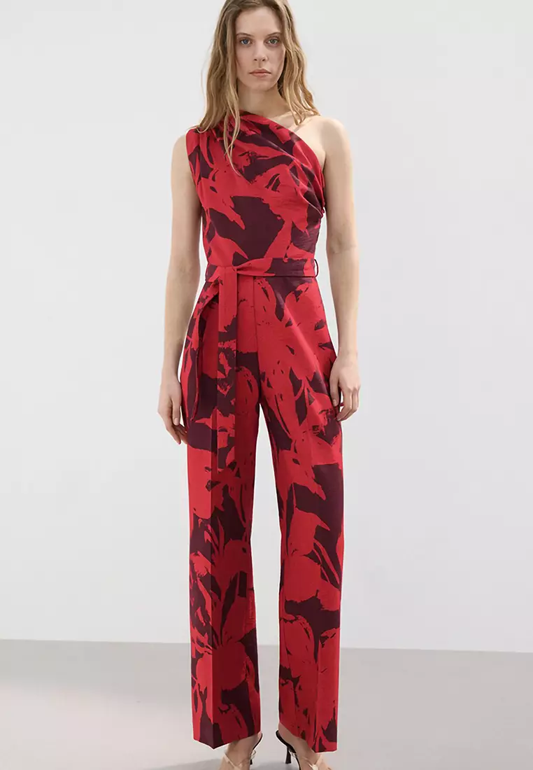 61% OFF Mango Printed Asymmetrical Jumpsuit
