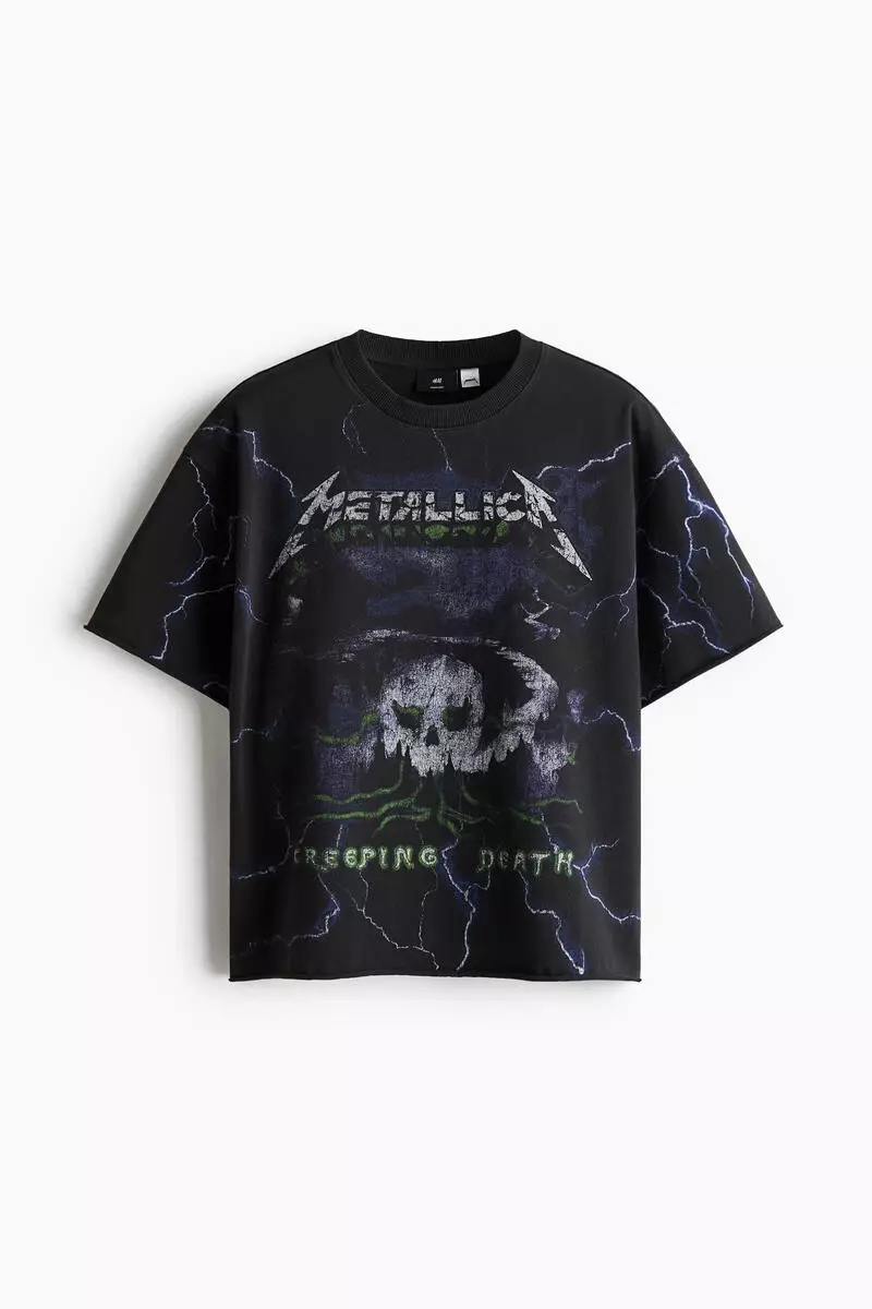 20% OFF Oversized Fit Printed raw-edge cotton T-shirt