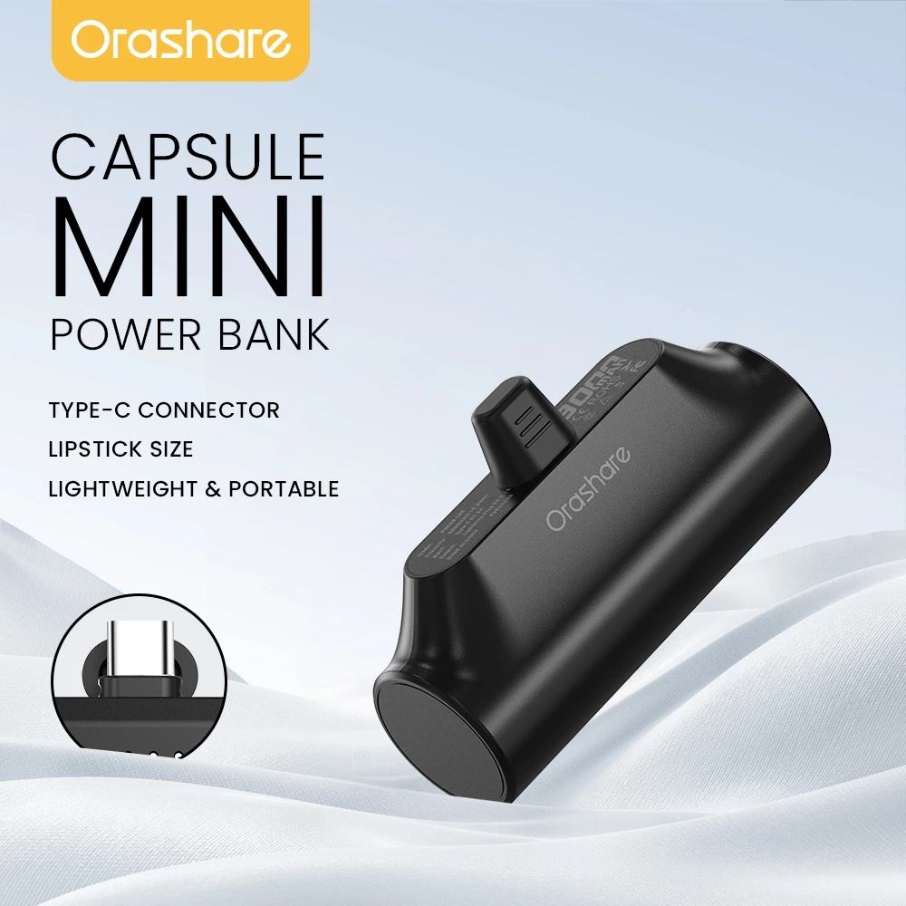 93% OFF Orashare PNC03 3000mAh Capsule Mini Fast Charging Powerbank With TYPE-C/iPh Plug Portable Power Bank