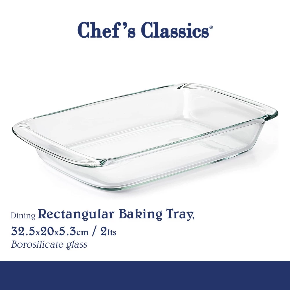 20% OFF Chef's Classics Dining Glass Rectangular Baking Tray, 32.5x20x5.3cm / 2lts