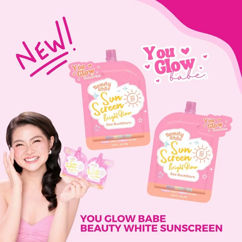 37% OFF YOU GLOW BABE BEAUTY WHITE SUNSCREEN BRIGHT GLOW with SEABUCKTHORN SPF50 PA+++ 25g - Multiple Options Available