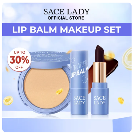 72% OFF SACE LADY 2Pcs Makeup Set High Pigment Long Lasting Lip Tint + Oil Control Pressed Powder Face Make Up Set