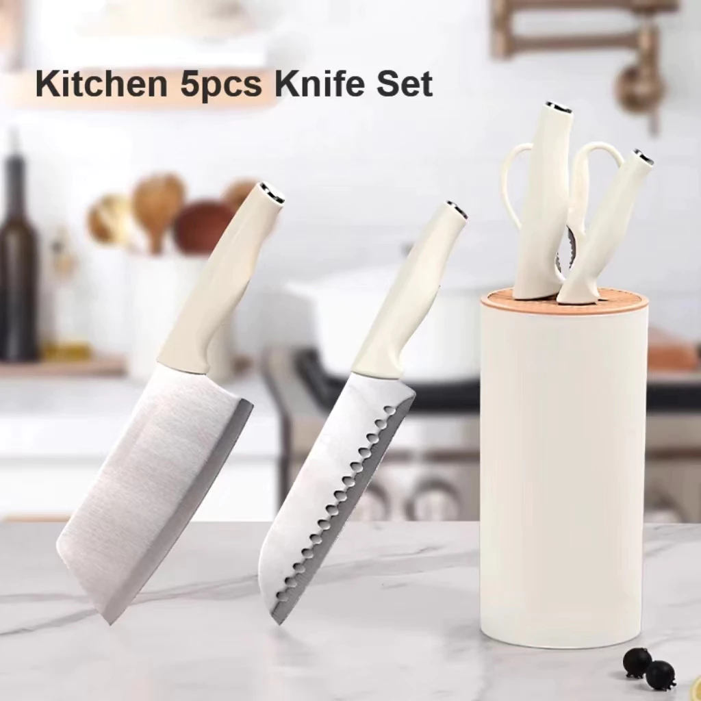 85% OFF Ultra Sharp Thickened Rust-Resistant 5PCS Kitchen Knife Set Chef Bread Meat Knife Scissors