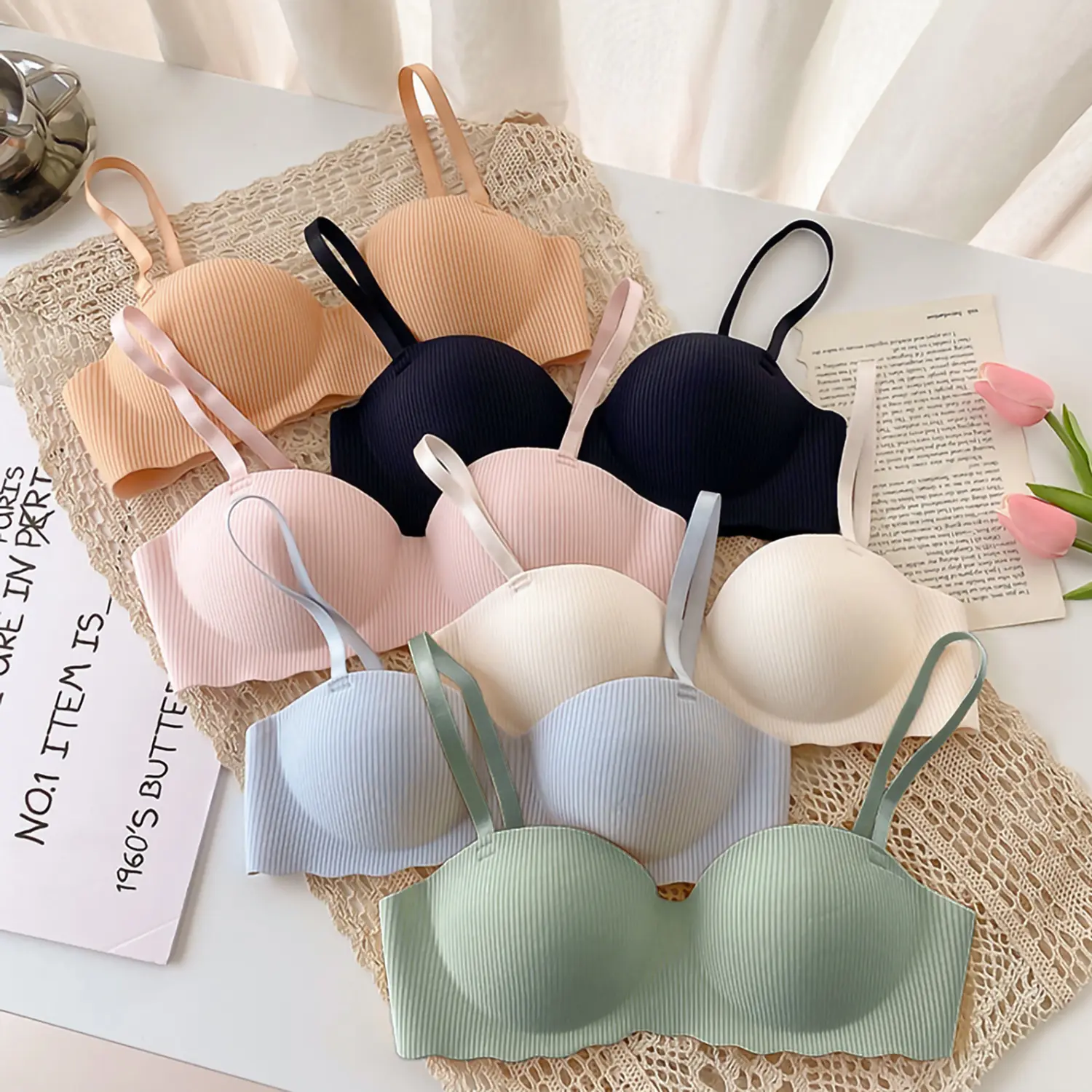 51% OFF Umiwear Fashion Stripe Underwear  Womenswear  Seamless Wireless Soft Women's Bra Comfortable Push Up Lingerie Bras