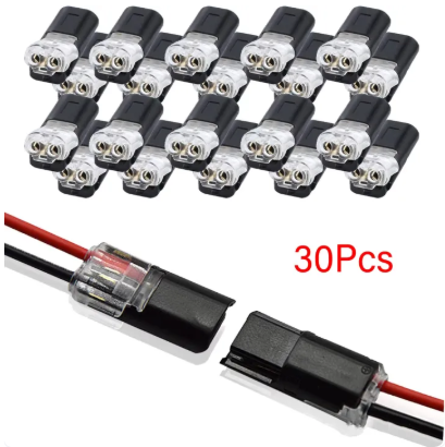 43% OFF HLINKEY 20/30pcs Double-Wire Plug-in Connector with Locking Buckle Pluggable LED Wire Connector 2 Pin 2 Way Universal Compact Wire