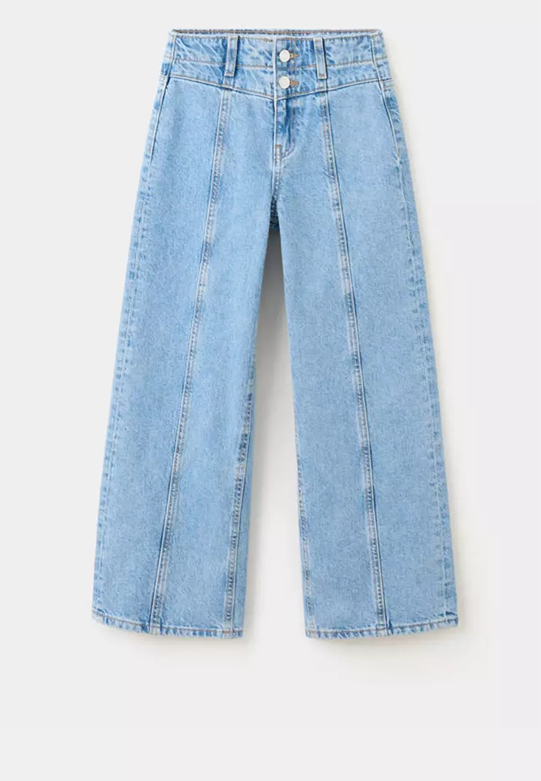 10% OFF Wide-Leg Double-Button Jeans