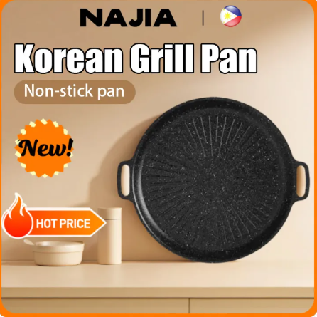 87% OFF NAJIA Griddle Grill Pan Non-stick Barbecue Pan Suitable For Induction Cooker Stone Baking Pan 32CM/38CM/45CM Plate Korean Frying Pan