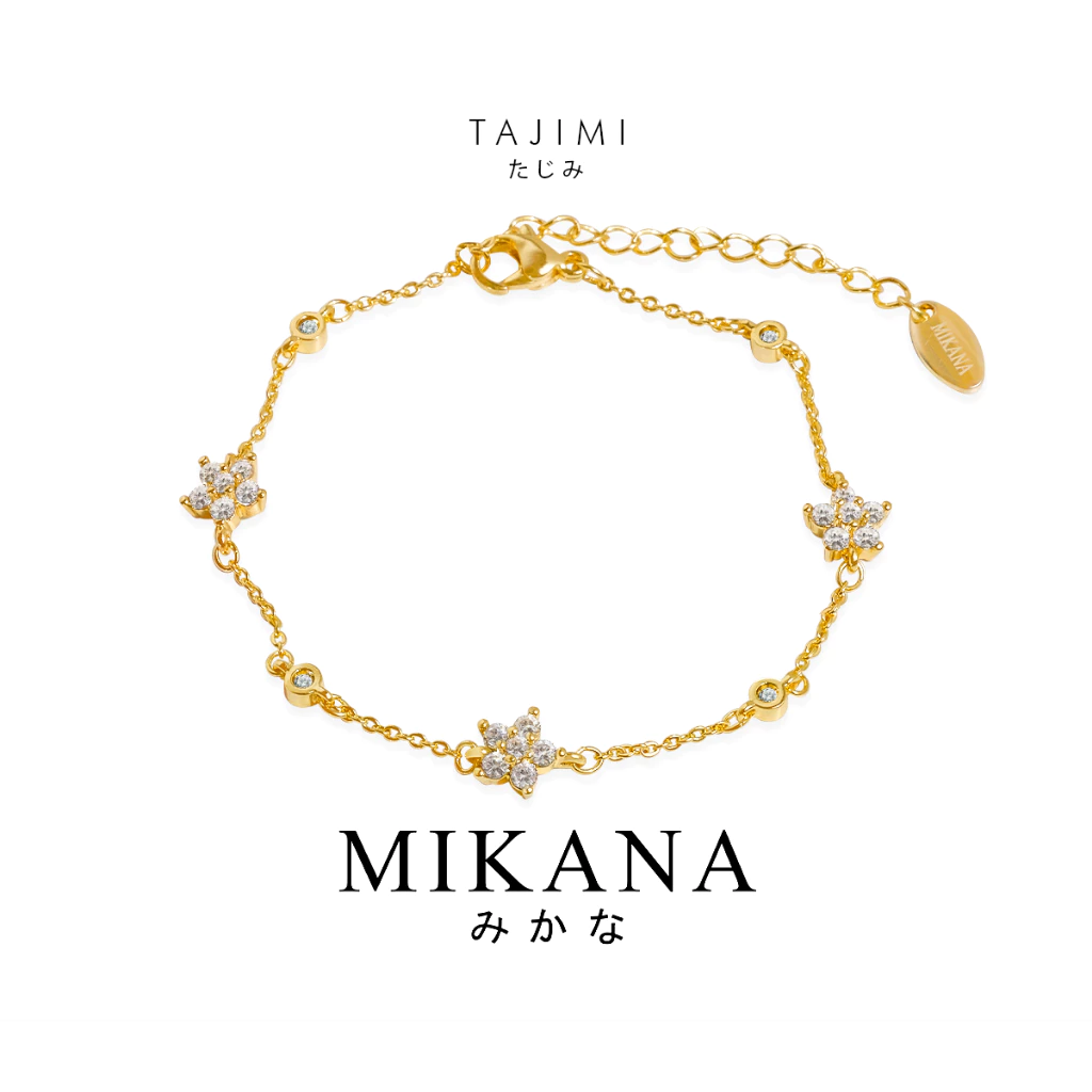 67% OFF Mikana 14k Gold Plated Tajimi Flower Charm Chain Link Bracelet for Women bracelets birthday gift box