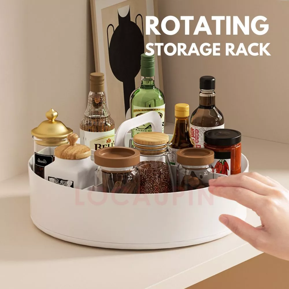 45% OFF LOCAUPIN Rotating Storage Rack Multipurpose Spice Condiments Bottle Organizer with Handle