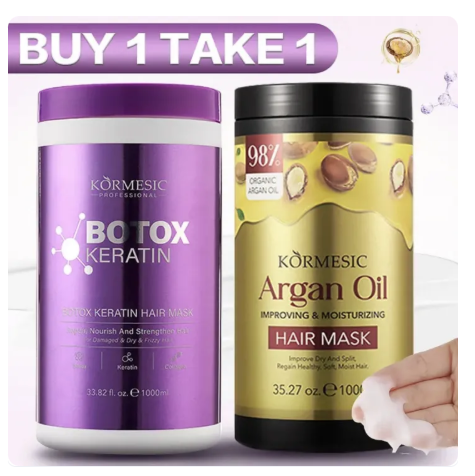 66% OFF 1000ML Botox Keratin Hair Treatment MaskOrganicRepair Conditioner +1000g Argan Oil ConditionerDeep Repair Damage Frizzy
