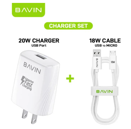 70% OFF BAVIN PC586 QC3.0 Fast Charging Max QC USB Universal Wall Charger with Data Cable for Micro / Type-C / iPhone