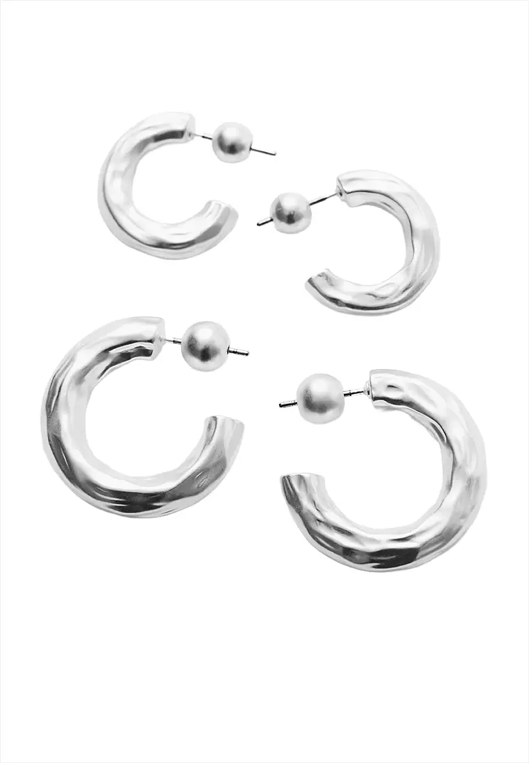 60% OFF Textured Hoop Earrings Set