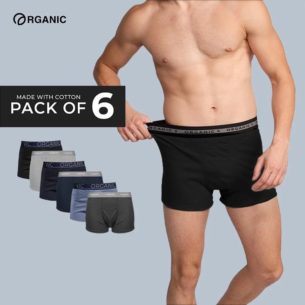57% OFF Organic Classic Boxer Brief Pack of 6 Cotton Boxer Short for Men Random Colors Underwear for Men