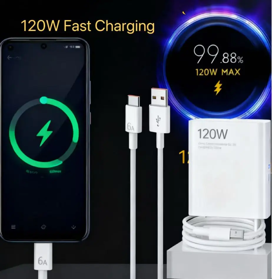 78% OFF 120W USB Fast Charging Cable Super Fast Charging Adapter with 6A USB Cable For Android Type-C  Micro for Android phones Charger Mobile Electronic Cellphone Smartphone