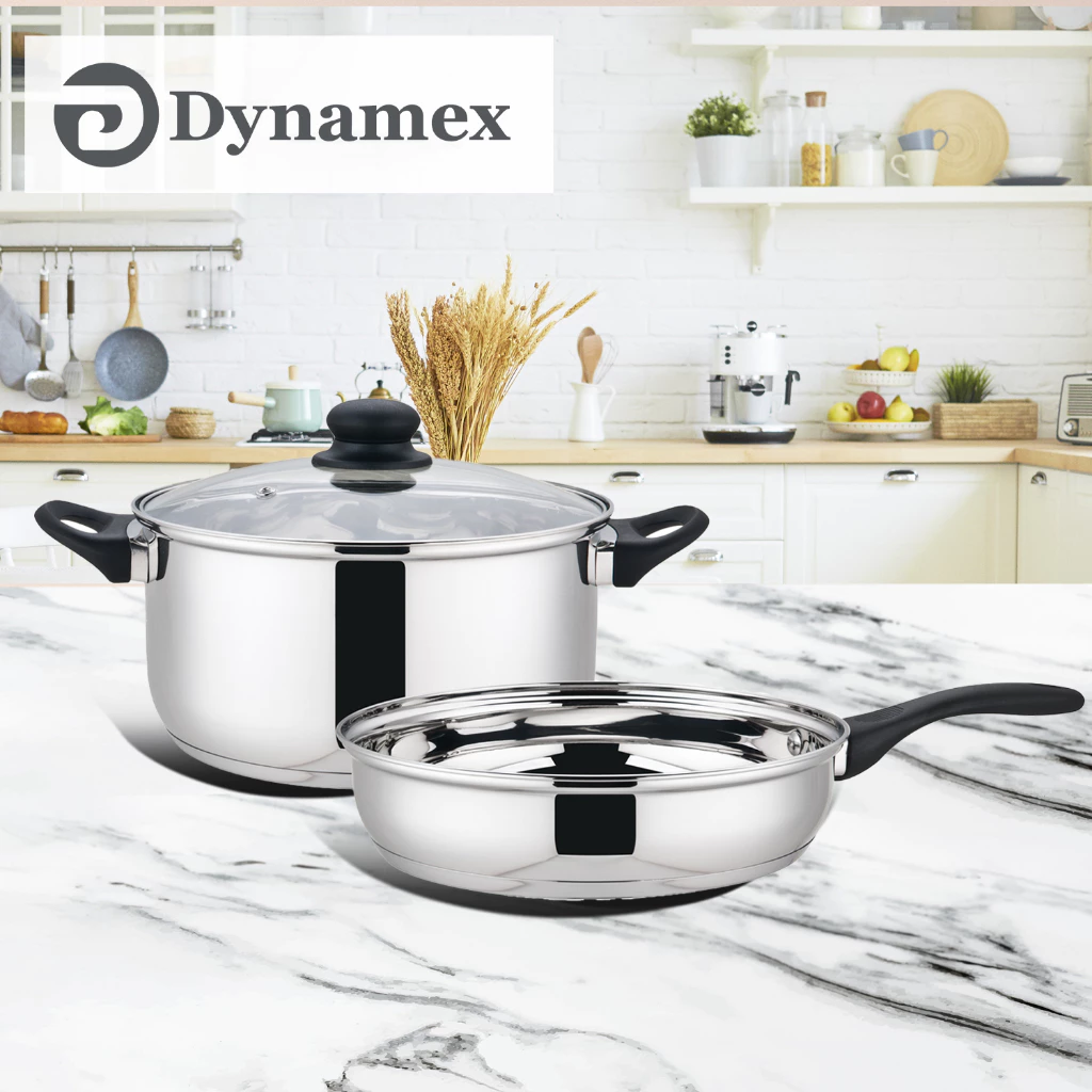 40% OFF Dynamex 3pcs Prestige Induction Cookware Stainless Steel Casserole & Fry Pan Set DYMX141