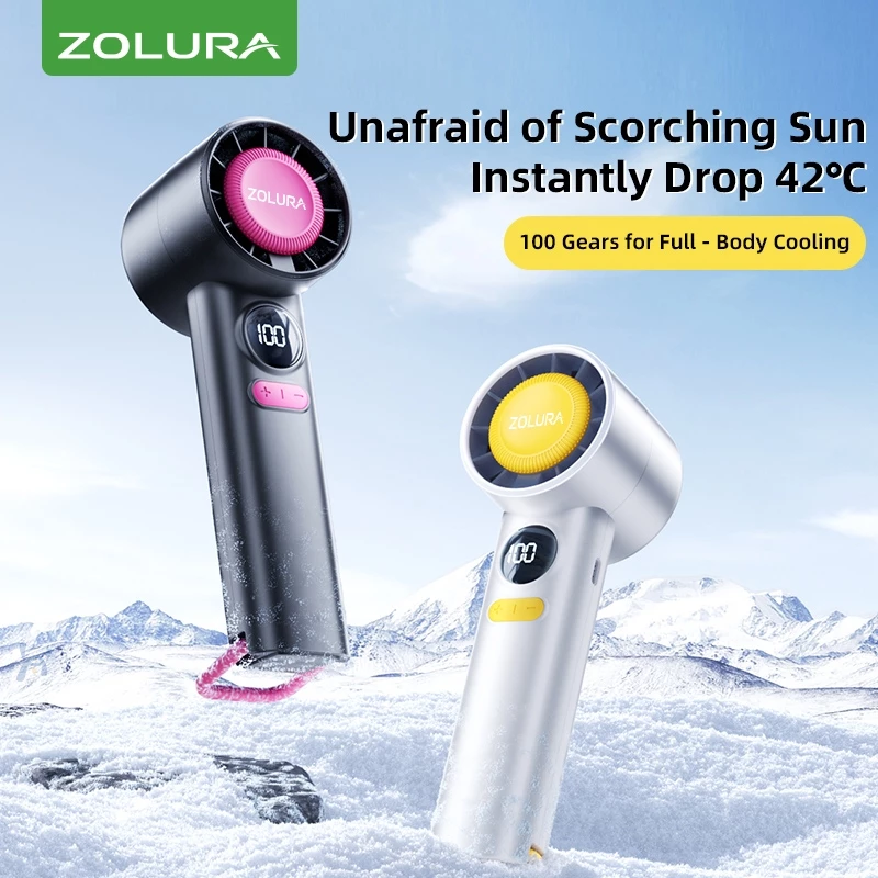 79% OFF 【ZOLURA】 New Mini Portable Hand Fan 100 gear speed turbol fan USB Small Pocket fan with LED screen