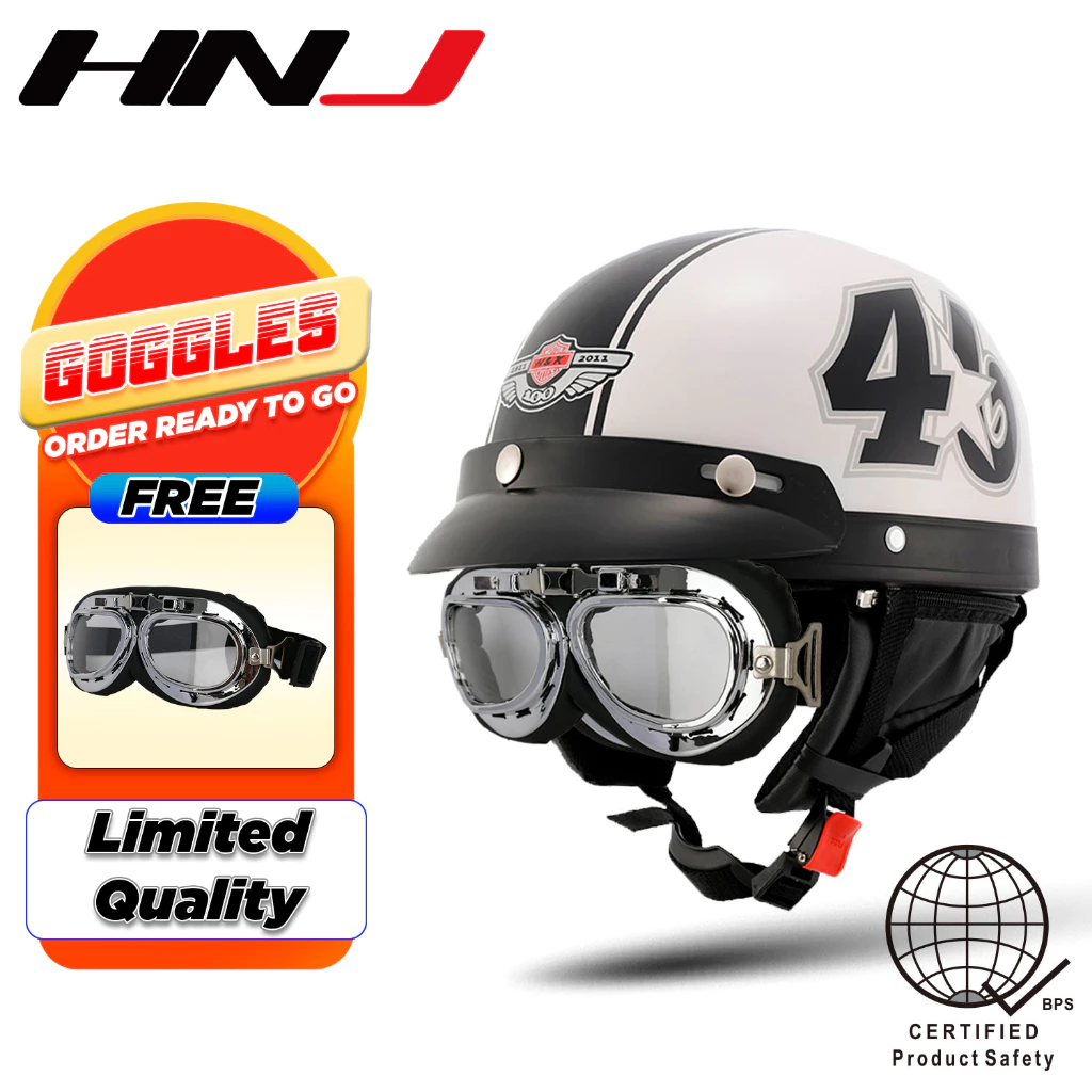 56% OFF HNJ XT-02 Motorcycle Helmets Half Face Vintage Harley Retro Motor Helmet Free Goggles