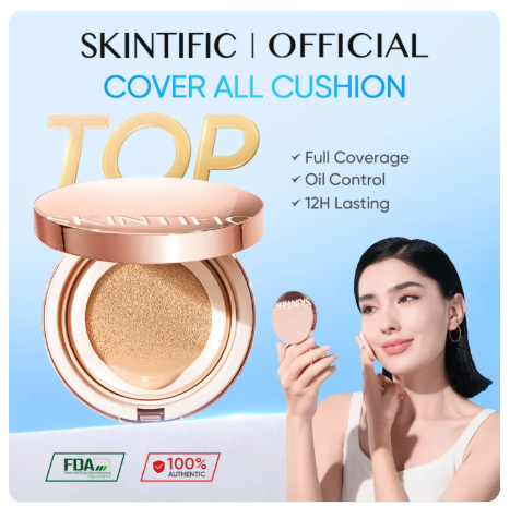 78% OFF [HOT SALE ] SKINTIFIC OFFICIAL Cover All Perfect Cushion High Coverage Poreless Flawless Foundation 24H Long-lasting SPF35 PA++++ Concealer