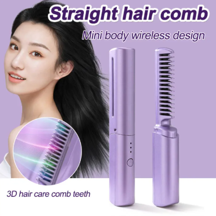 74% OFF 2 in1 Portable Straight hair comb Wireless Hair Straightener Comb Negative Ion Hair Fast Heating Wireless Hot Curler USB Hair Iron Anti Scald Ionic Hair Brush Hair Comb