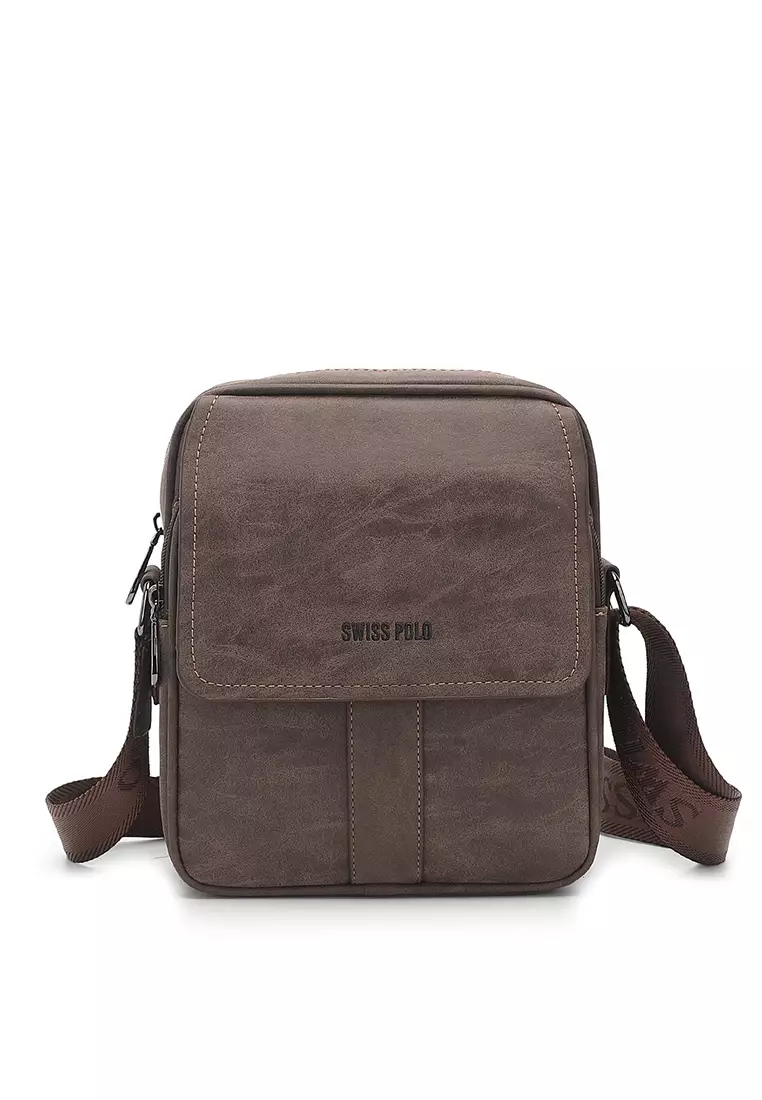 30% OFF Swiss Polo Men's Sling Bag / Crossbody Bag - Dark Brown