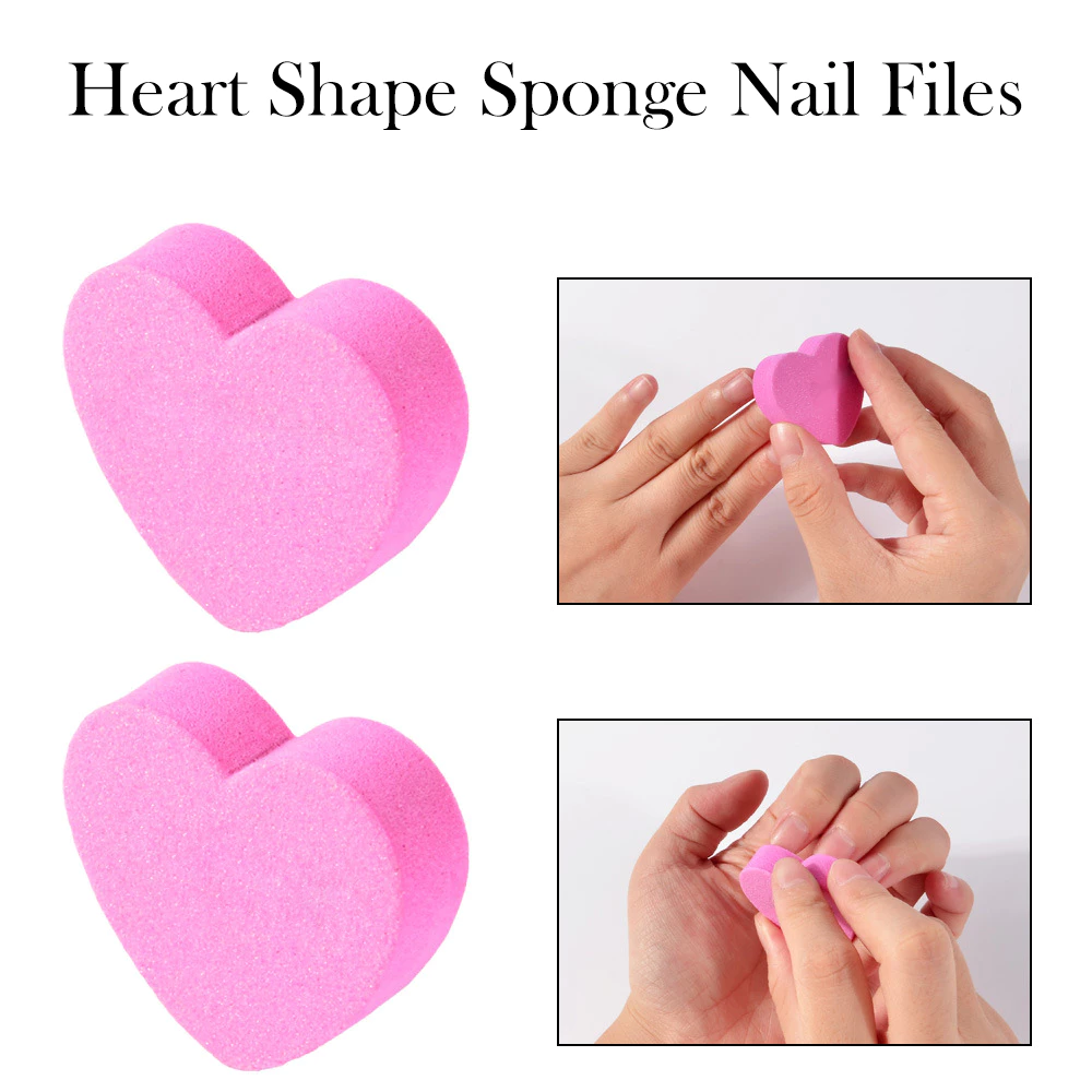 70% OFF Born Pretty Nail Files Heart Shape Washable Sponge Double Side Nail Enhancement Tools 1pc