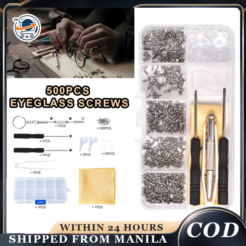 AFTER VOUCHER Eyeglass Sunglass Repair Kit Tool with 500PCS Eyeglass Screws DIY Repair Kit 1 Box