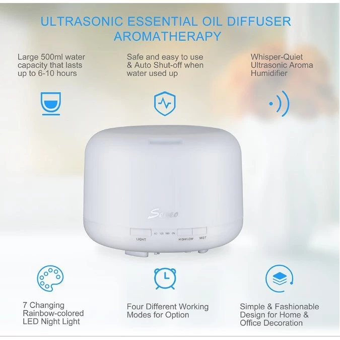 46% OFF 500ML 7 LED Humidifier with Essential oil Ultrasonic Aromatherapy Design For AIr Purify