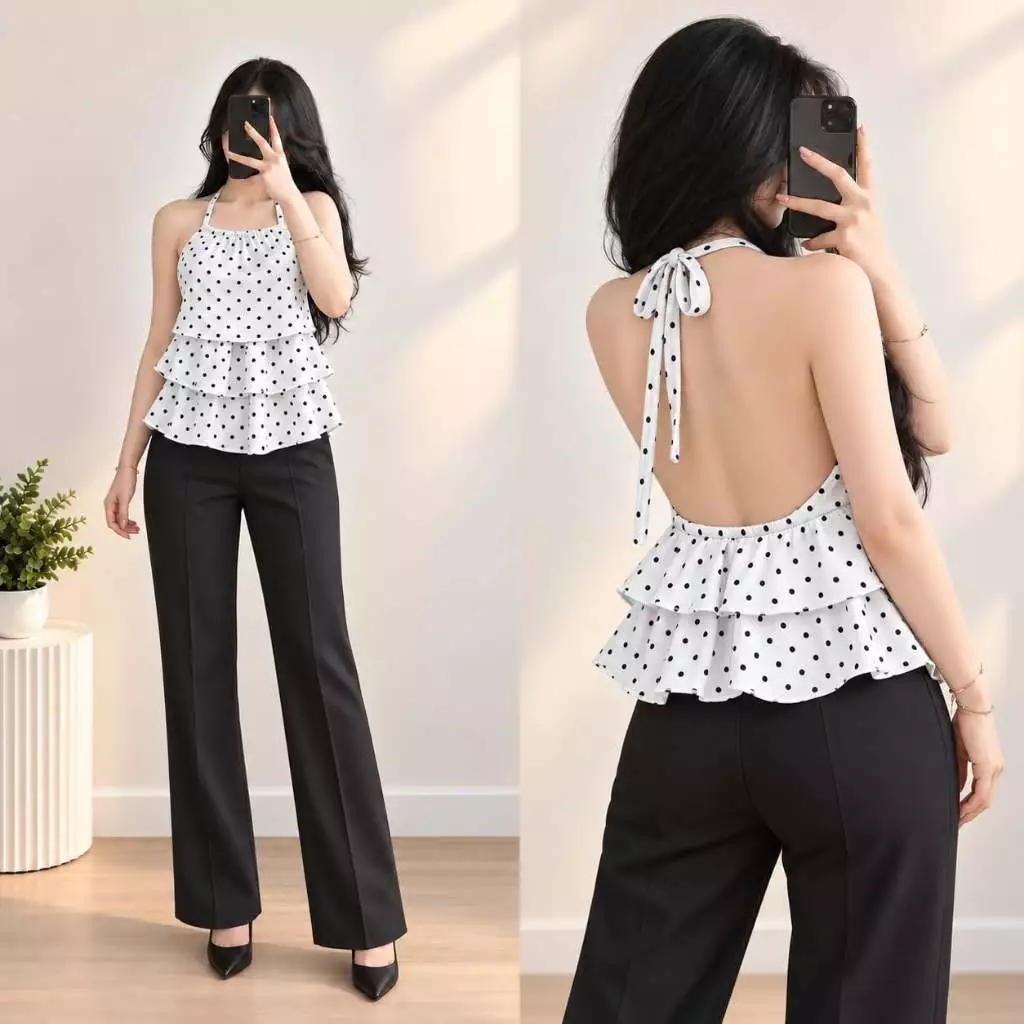 54% OFF Layered Halter Neck Casual Backless Top Minimalist Womenswear| DA&ABOUT THE FIT(KEESHA)